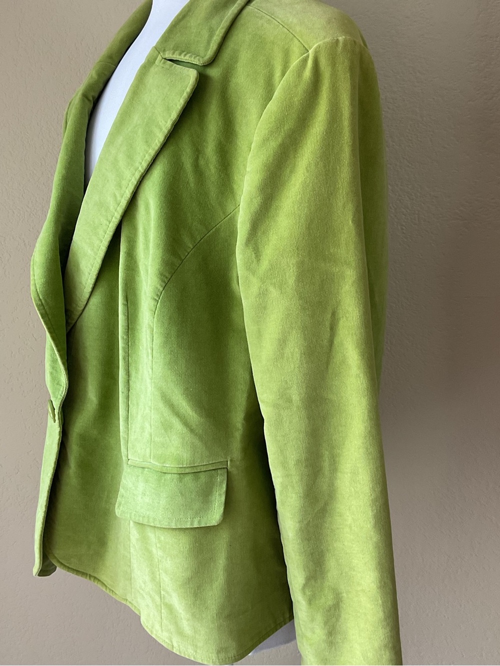 Caslon Nordstrom Lime Green Blazer Jacket 1X Plus Cotton Stretch Single Button - Picture 3 of 9